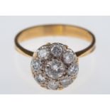 A vintage 1970's diamond cluster ring,set with brilliant cut diamonds,