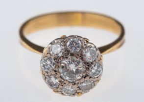 A vintage 1970's diamond cluster ring,set with brilliant cut diamonds,