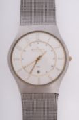Skagen Denmark a gentleman's stainless-steel wristwatch the centre with additional 24-hour dial and
