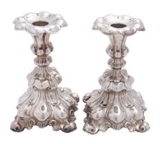 A pair of Swedish silver candlesticks by C. G. Hallberg, Stockholm, date code for 1937, .