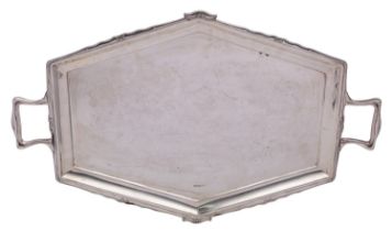 A silver twin handled tray by George Wish & Co.