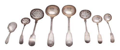 A pair of Victorian silver Fiddle, Shell and Thread sauce ladles by Robert Williams & Sons,