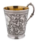 A Victorian silver mug, maker's mark obscured, Sheffield 1873, retailed by Elkington & Co.