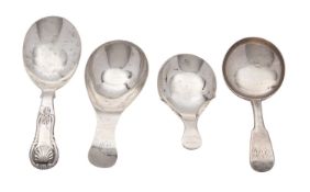 Four Scottish silver caddy spoons,
