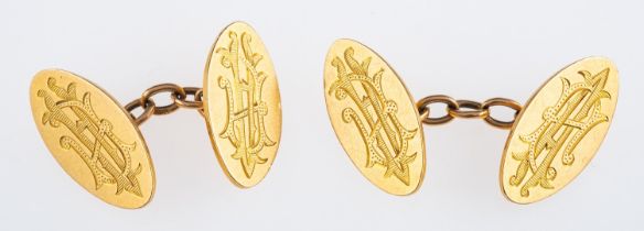 Gold cufflinks with Gothic style monogram, 18ct,