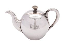 A Russian silver bullet shaped tea pot by Ivan Petrovich Khlebnikov, Moscow 1874, 84 zolotniki,