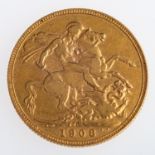 An Edward VII sovereign coin 1908.