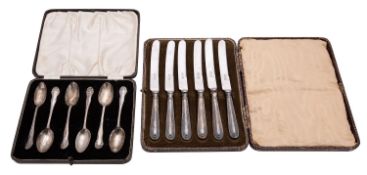 A set of six silver teaspoons by Josiah Williams & Co.