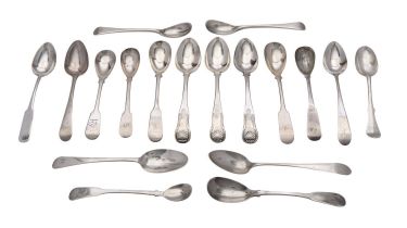 A collection of Scottish and provincial silver small spoons, mainly initialled,