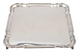 A silver shaped square salver by Atkin Brothers, Sheffield 1934 (jubilee mark),