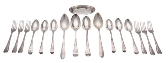 A collection of silver flatware,