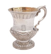 A William IV Irish silver christening mug by James Le Bas, Dublin 1834, of campana shape,