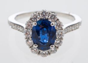 A fine quality Garrards sapphire and diamond ring,