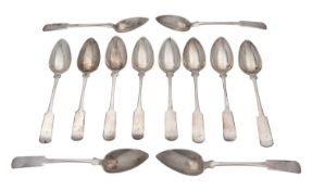 A set of twelve Scottish provincial silver oar pattern teaspoons by Charles Murray,