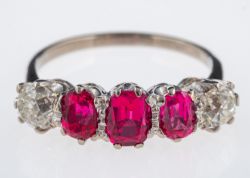 An Art Deco period, ruby and diamond ring,