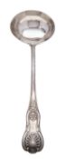 A Victorian silver King's pattern soup ladle by George Adams for Chawner & Co.