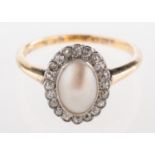 An Edwardian mabe pearl and diamond ring,