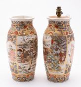 A pair of Japanese Satsuma pottery vases