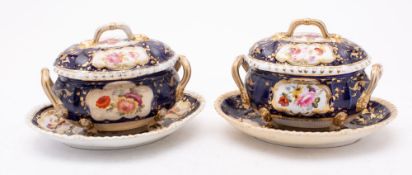 A pair of Derby porcelain sauce tureens,