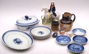 A mixed lot of Royal Copenhagen animals and other ceramics including a Robin 2266; a duck 1924;