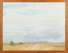 Archibald Knox (British, 1864 -1899) An extensive open landscape with hills beyond Watercolour 42.