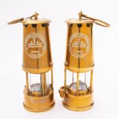 Two modern all brass Protector Lamps and