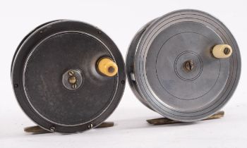 An Army and Navy alloy salmon Fly Fishing reel 4 1/4 inch with composite handle together with a C.