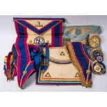A collection of various Masonic Lodge aprons and roundels: various countries of origin.