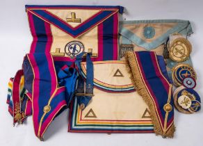 A collection of various Masonic Lodge aprons and roundels: various countries of origin.