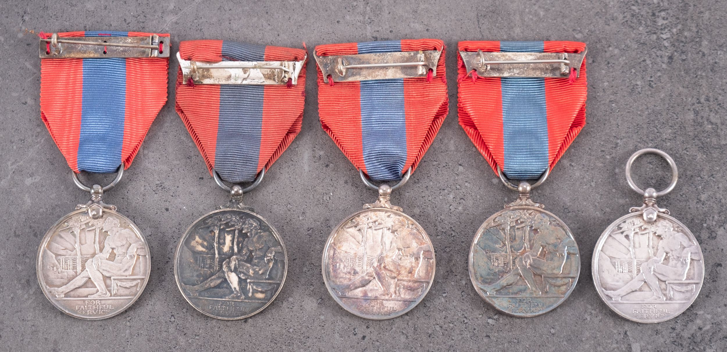 A group of five Imperial Service Medals, GRV to ERII, three in cases of issue. - Image 2 of 3