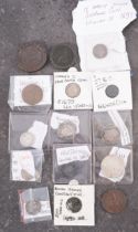 A copper twopence 1797, with penny, 1792 Exeter halfpenny token, 1724 half penny,