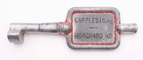 GWR/BR-W Tyers No 9 aluminium single line key token, 'Copplestone-Morchard Rd, 19.