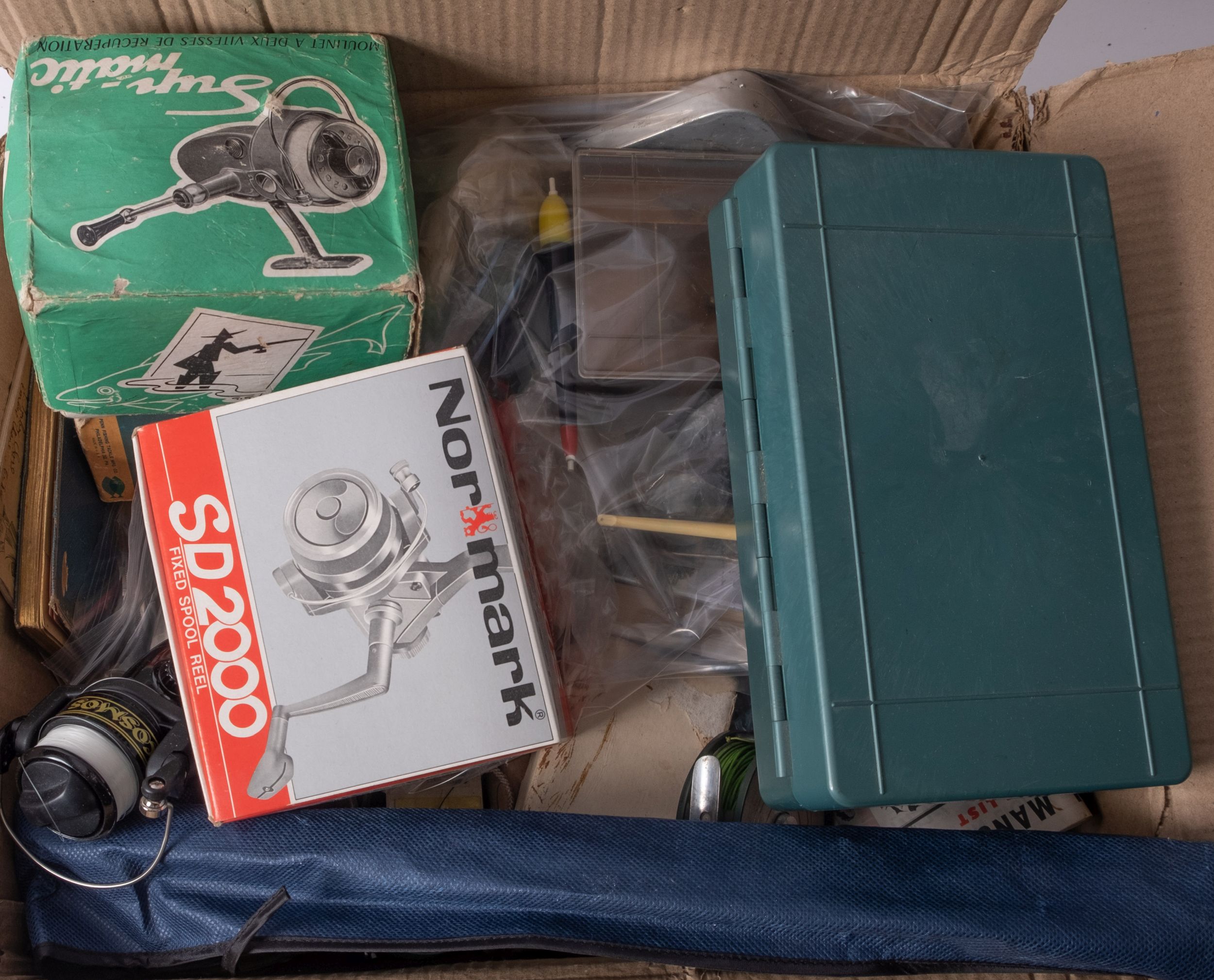 A box of Coarse, Sea and Fly Fishing equipment, to include, a Penn No.