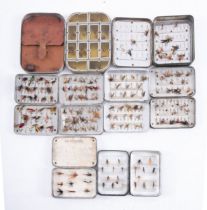 Three Wheatley alloy trout Fly Fishing boxes, Alley Martin, a dry fly box and three others,