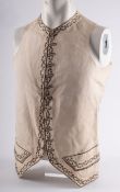 An early 19th-century gentleman's satin waistcoat, embroidered with floral borders and sequins,