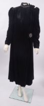 A black velvet and diamante evening coat, circa 1920s,