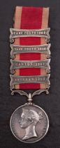 A Second China War medal with four clasps,