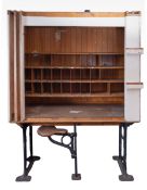 Lynton Post Office. An early 20th century mahogany Head Postmaster's Sorting Desk.