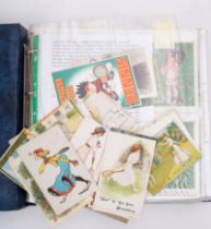 An album of Tennis postcards approximately 360 cards, photographic, comic, romantic and educational,