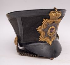A Victorian Nottingham Regiment Officer's bell top shako, circa 1840s, maker Moore, London,