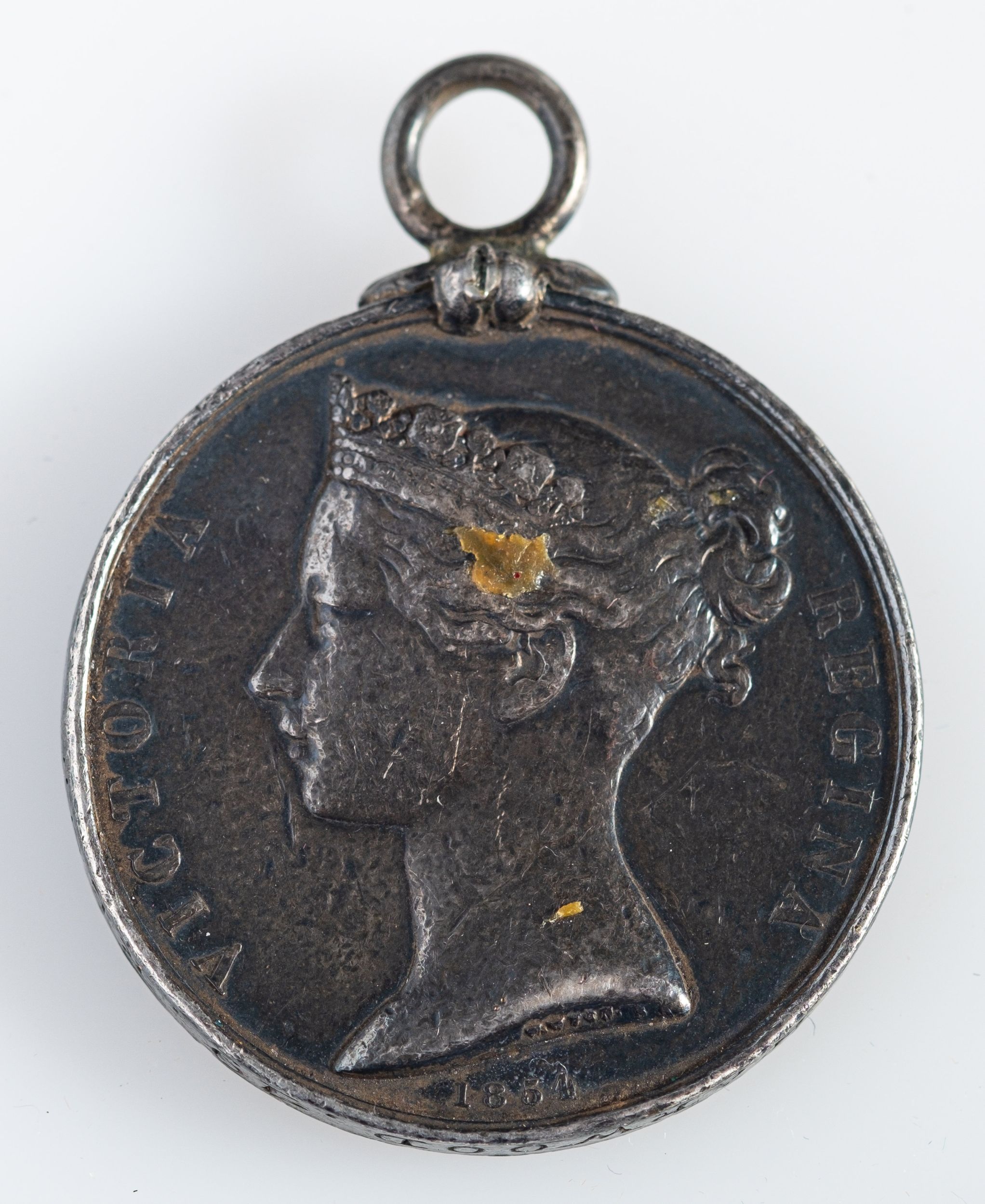 A Crimea Medal to 'George Harwood 19th Regt', (poor condition, - Image 2 of 2