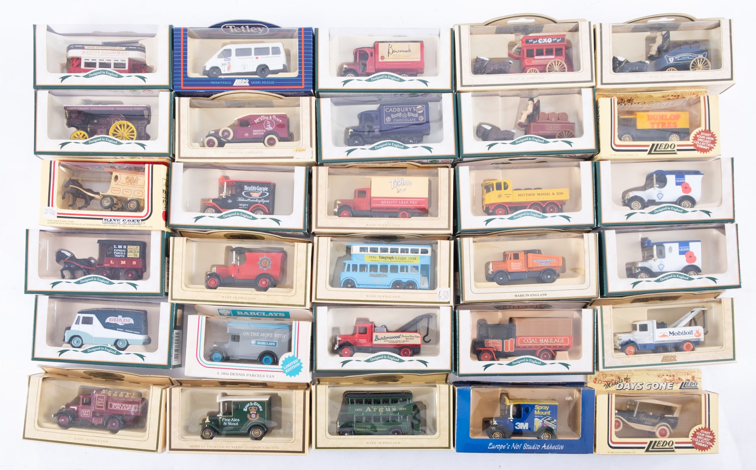 LLedo Days Gone By. A boxed group of commercial vehicles and buses etc..