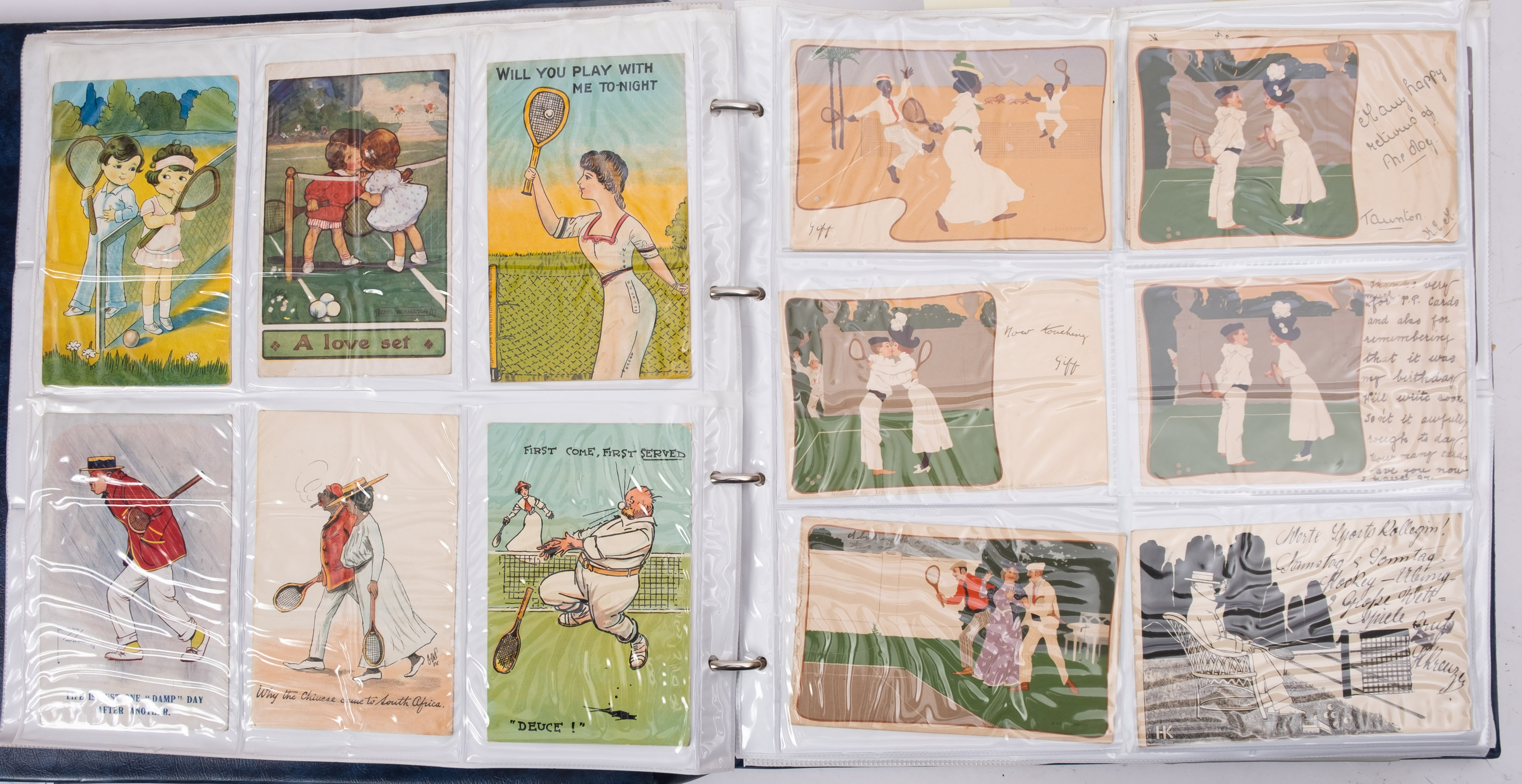 An album of Tennis postcards approximately 360 cards, photographic, comic, romantic and educational, - Image 5 of 9