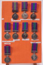 A group of nine Army General Service medals GRV to ERII