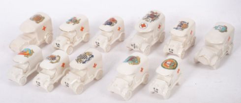 A group of eleven WWI period crested ware Ambulances,