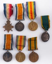 A WWI family group comprising of a group of four, War Medal, Victory Medal,