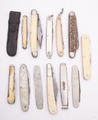 A collection of twelve various penknives, various makers including William Rogers,