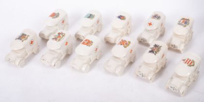 A group of eleven WWI period crested ware Ambulances,