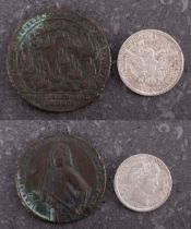 A 1916 barber quarter dollar together with an Admiral Vernon, Capture of Portobello,