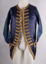 An 18th-century gentleman's blue silk long-sleeve waistcoat, with trims,
